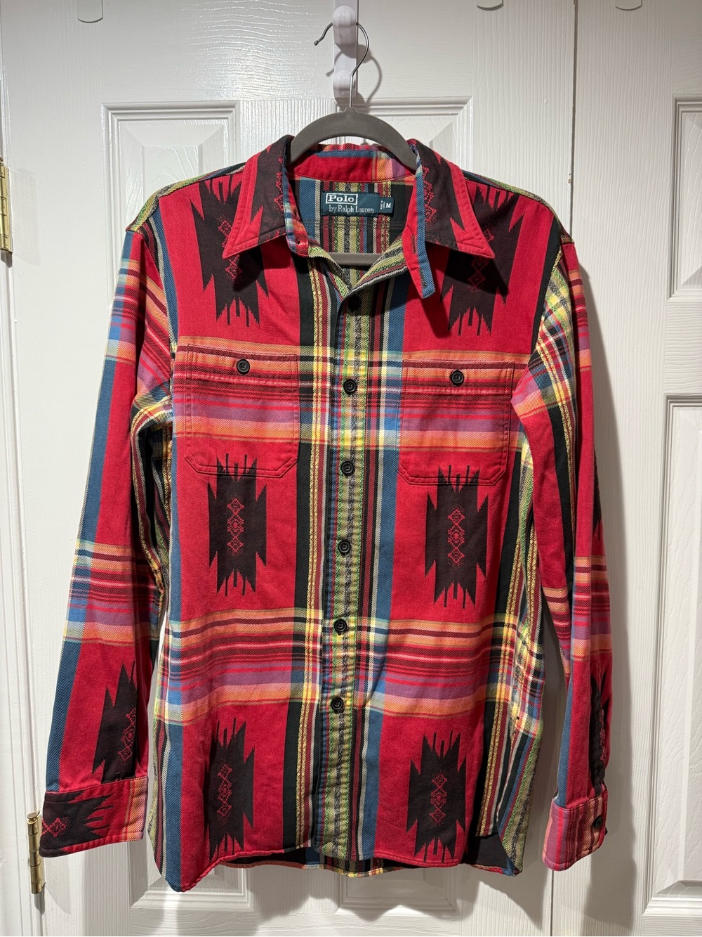 Ralph Lauren Red Multicolor Striped Plaid Button-Down Shirt